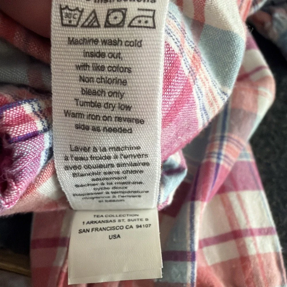 Tea Kids Pink Plaid Reversible Sz S 5/6 Zip Up Jacket Colorful Preppy Coastal